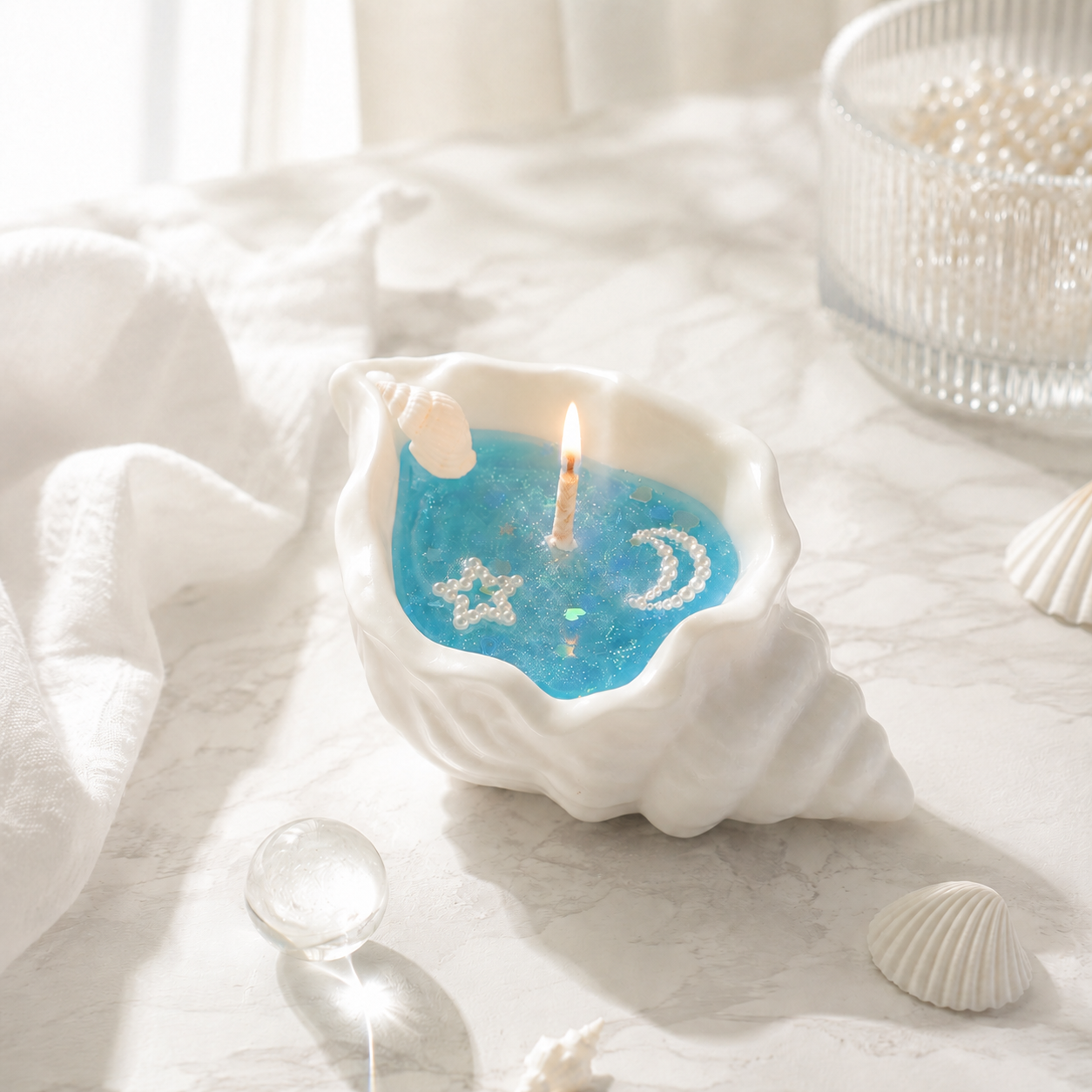Blue Ocean Shell Scented Candle
