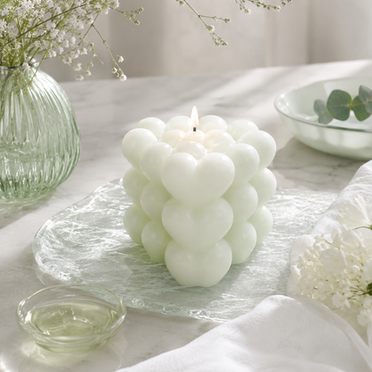 Gradient Green Heart Cube Scented Candle