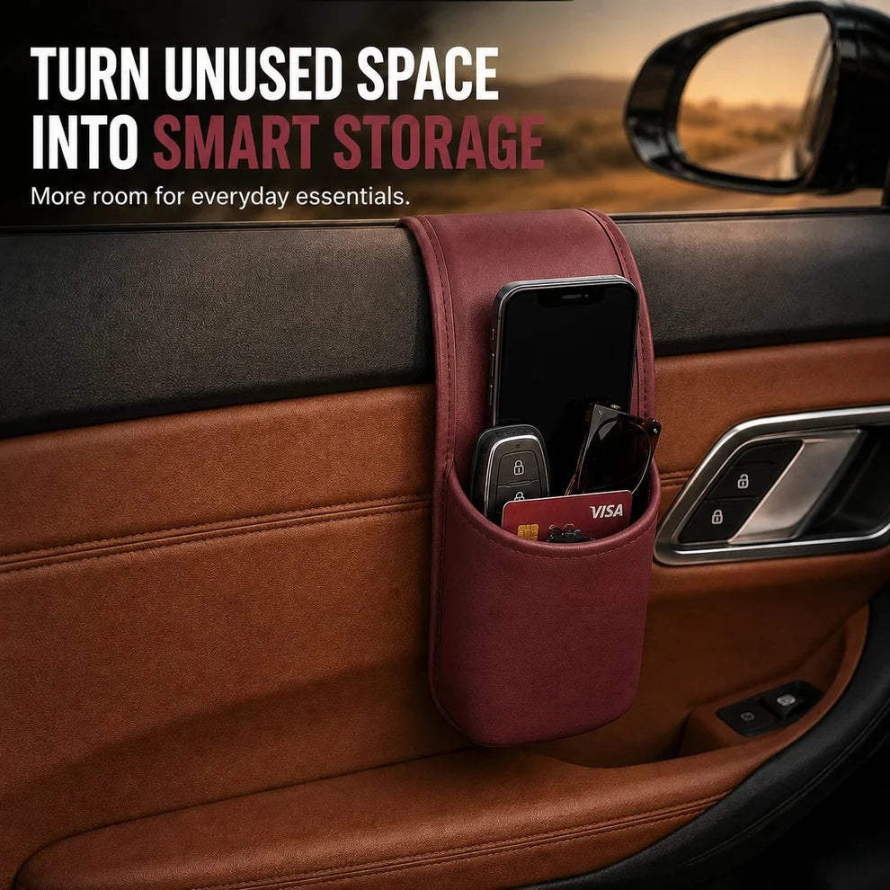 ⚡️50% OFF⚡️- Leather Car Door Storage Pocket | Double-Layer Car Door Organizer