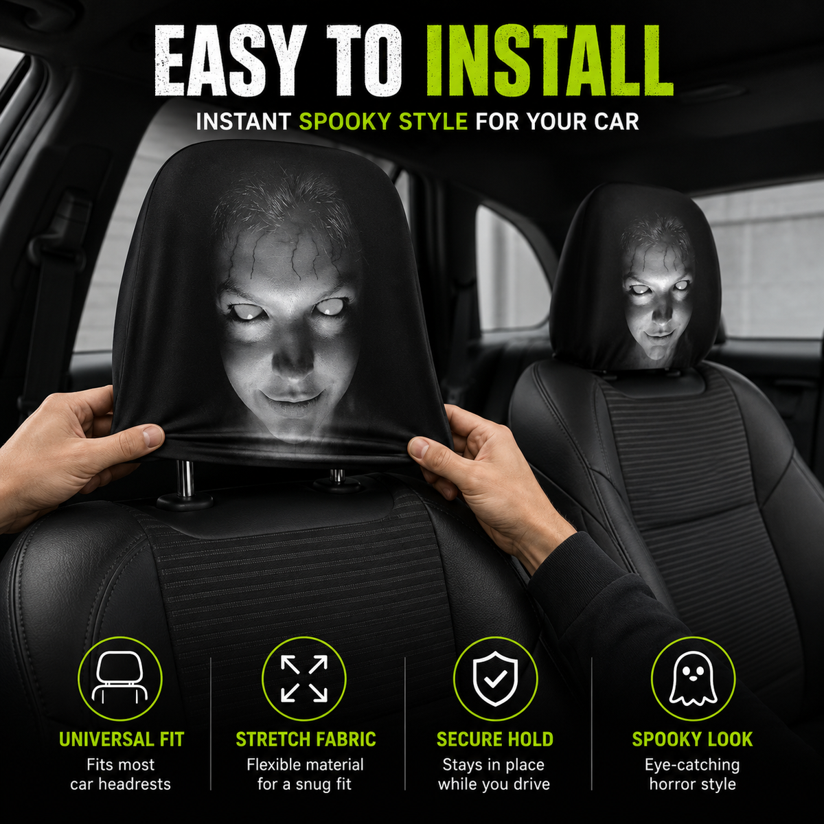 Turn Heads & Get Laughs! 😂 2PCS Hilarious Car Headrest Covers