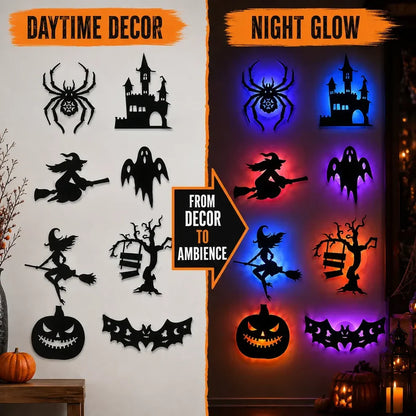 Halloween LED Silhouette Wall Light Stickers,Battery Powered Peel & Stick Decor Lights🎃