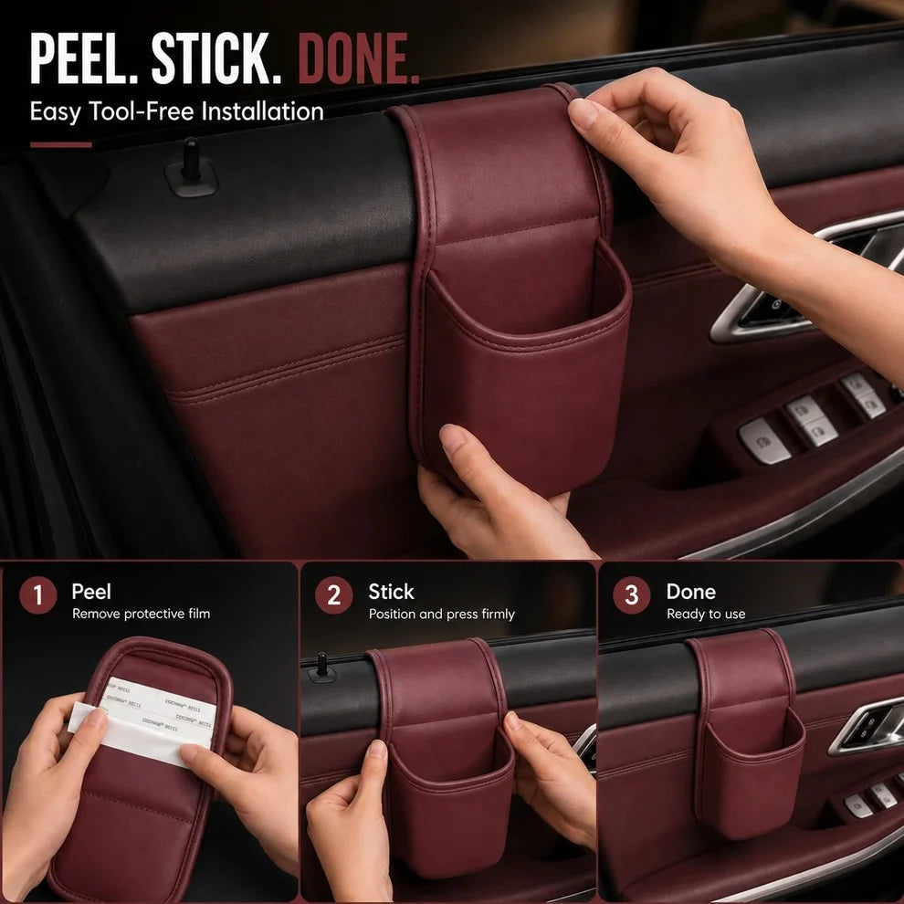 ⚡️50% OFF⚡️- Leather Car Door Storage Pocket | Double-Layer Car Door Organizer