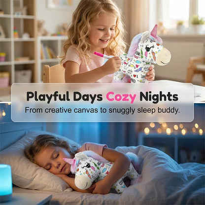 🦄50% OFF NOW ! ✨DIY Washable Coloring Unicorn Plush Kit – Reusable Colour-In Stuffed Toy with 12 Markers, Kids Creative Art Craft Set, Perfect Birthday & Holiday Gift